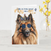 Belgische Tervuren Hondenkoning voor Dag Grappige Kaart (Gele Bloem)