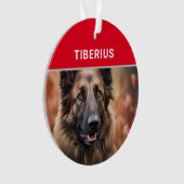 Belgische Tervuren Hondennaam en Kerstfoto Ornament (voorkant)