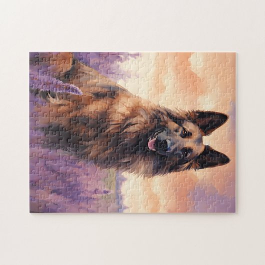 Belgische Tervuren in Lavendelveld Legpuzzel (Horizontaal)