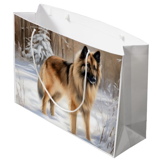Belgische Tervuren Laat het sneeuwen Kerstmis Groot Cadeauzakje (Achterkant Gekanteld)