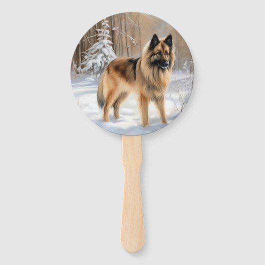 Belgische Tervuren Laat het sneeuwen Kerstmis Handwaaier (Achterkant)