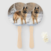 Belgische Tervuren Laat het sneeuwen Kerstmis Handwaaier (Voorkant en achterkant)