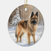 Belgische Tervuren Laat het sneeuwen Kerstmis Keramisch Ornament (Links)