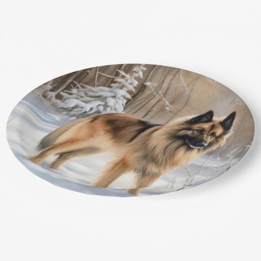 Belgische Tervuren Laat het sneeuwen Kerstmis Papieren Bordje (Gekanteld)