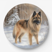 Belgische Tervuren Laat het sneeuwen Kerstmis Papieren Bordje (Voorkant)