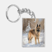 Belgische Tervuren Laat het sneeuwen Kerstmis Sleutelhanger (Voorkant Links)