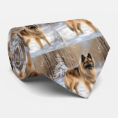 Belgische Tervuren Laat het sneeuwen Kerstmis Stropdas (Opgerold)