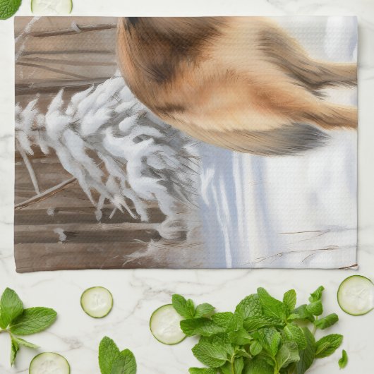 Belgische Tervuren Laat het sneeuwen Kerstmis Theedoek (Gevouwen)