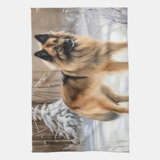 Belgische Tervuren Laat het sneeuwen Kerstmis Theedoek (Verticaal)