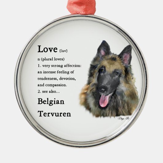 Belgische Tervuren Love is Metalen Ornament (Voorkant)