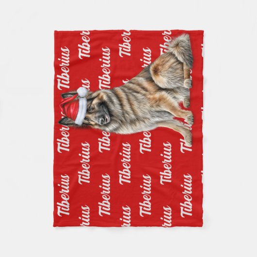 Belgische Tervuren op rode naam met kersthond Fleece Deken (Voorkant)