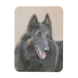 Belgische Tervuren Painting - Cute Original Dog Ar Magneet