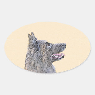 Belgische Tervuren schilderen - Cute Original Dog Ovale Sticker