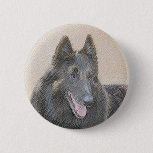 Belgische Tervuren schilderen - Cute Original Dog  Ronde Button 5,7 Cm
