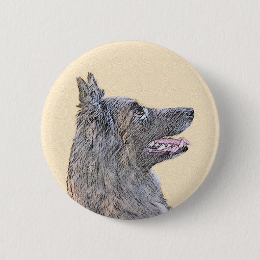 Belgische Tervuren schilderen - Cute Original Dog  Ronde Button 5,7 Cm (Voorkant)