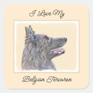 Belgische Tervuren schilderen - Cute Original Dog Vierkante Sticker