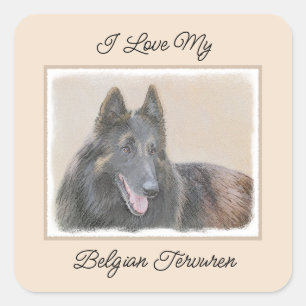 Belgische Tervuren schilderen - Cute Original Dog  Vierkante Sticker