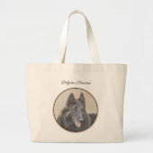 Belgische Tervuren Shepherd Fawn Schilderen Hond A Grote Tote Bag (Voorkant)