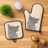 Belgische Tervuren Shepherd Mahogany Schilderkunst Ovenwant & Pannenlap Set (Top down)