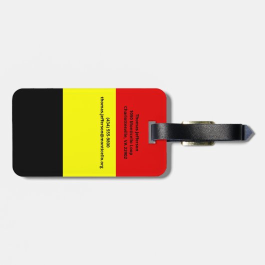 Belgische vlag bagagelabel (Achterkant horizontaal)