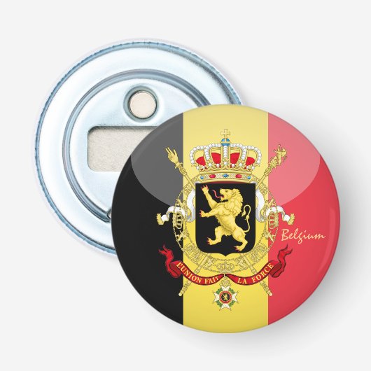 Belgische vlag & Belgische partij drink / liefdess Button Flesopener (Voorkant)