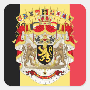 Belgische vlag & COA Vierkante Sticker