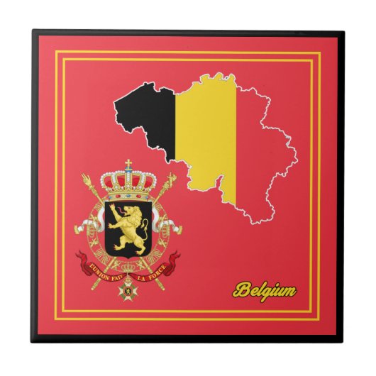 Belgische vlag & Emblem-Tegel Tegeltje (Voorkant)