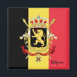 Belgische vlag en België reizen, vakantie/sport Magneet<br><div class="desc">Fridge Magnets: België & Belgische vlag - hou van mijn land,  vlag,  reizen,  vakantiecadeaus</div>
