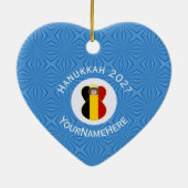 Belgische vlag Hanukkah Angel Naam Jaar Hart Keramisch Ornament (Achterkant)