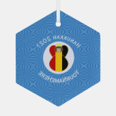 Belgische vlag Hanukkah Angel Naam Jaar Hexagon Glas Ornament (Achterkant)