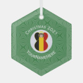 Belgische vlag Kerstmis - engelennaam Jaar Hexagon Glas Ornament (Voorkant)