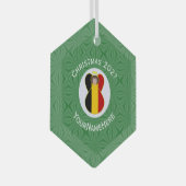 Belgische vlag Kerstmis - engelennaam Jaar Hexagon Glas Ornament (Voorkant Rechts)
