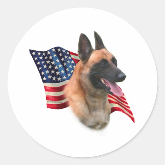 Belgische vlag Malinois Ronde Sticker (Voorkant)