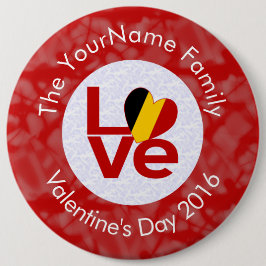 Belgische Vlag Rode Letters LOVE Wit op Rood Ronde Button 6,0 Cm