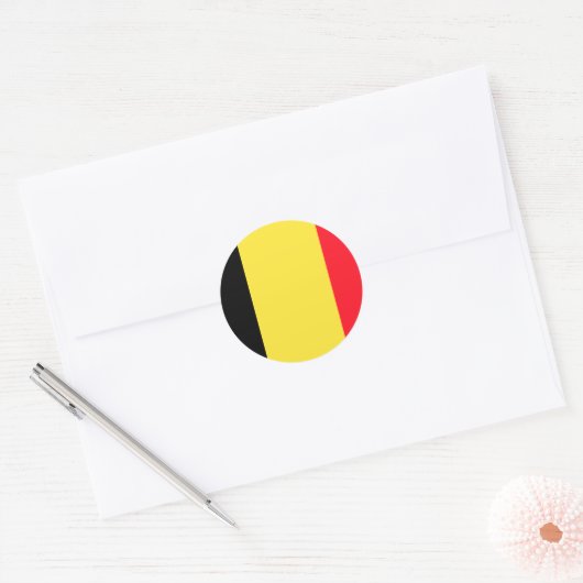 Belgische vlag ronde sticker (Envelop)