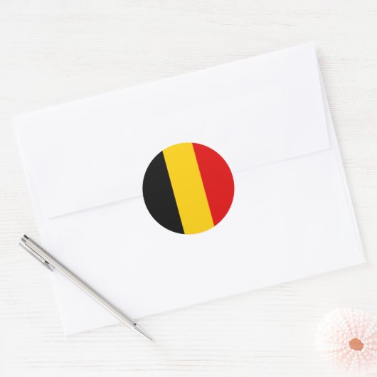 Belgische vlag ronde sticker (Envelop)