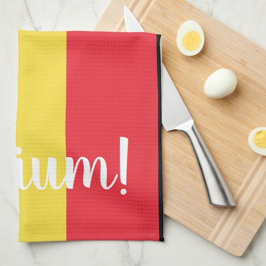 Belgische vlag & tekst theedoek (Quarter Fold)