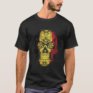 Belgische vlag voor schedel en Rozen T-shirt