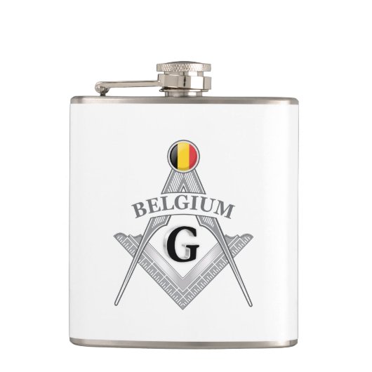 Belgische vrijmetselarij teken heupfles (Voorkant)