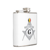 Belgische vrijmetselarij teken heupfles (Rechts)