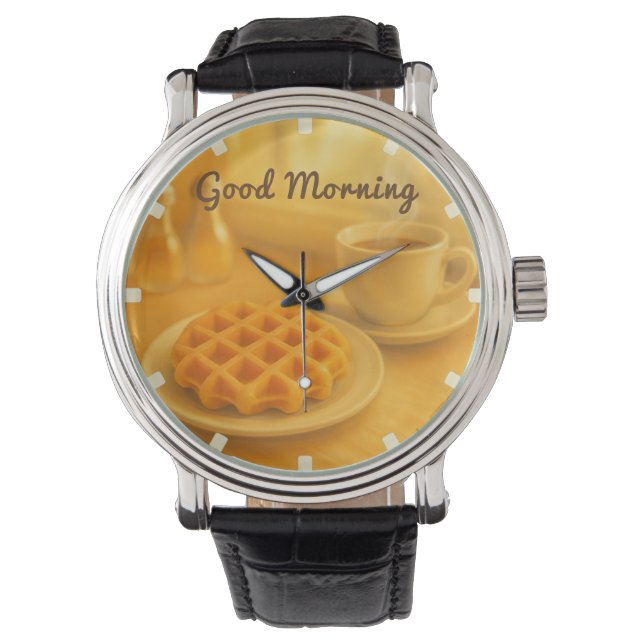 Belgische Wafel & Koffie Horloge – Good Morning Vi (Voorkant)