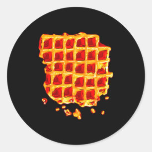 Belgische wafelstroop ontbijt eten snack wafel L Ronde Sticker