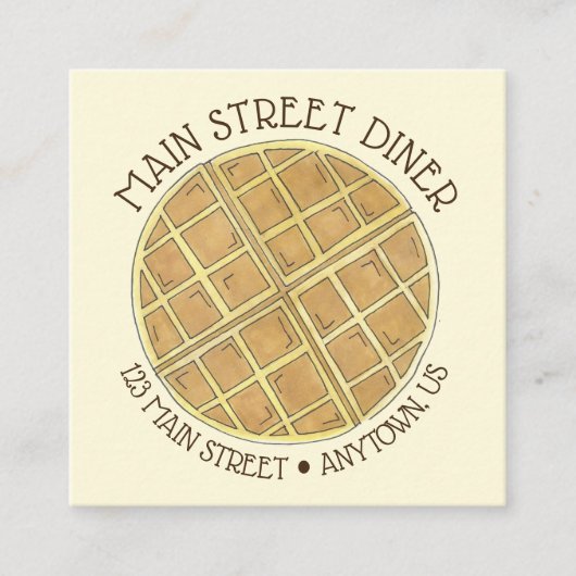 Belgische Waffle Diner Brunch restaurant Chef Vierkante Visitekaartje (Voorkant)