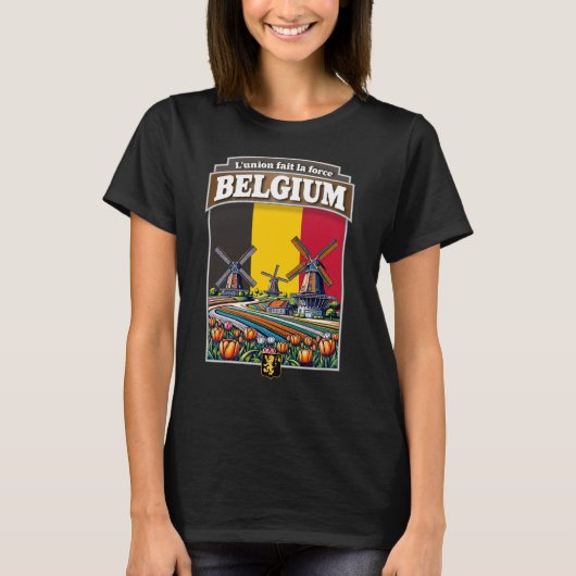 Belgische windmolens en tulpen t-shirt (Voorkant)
