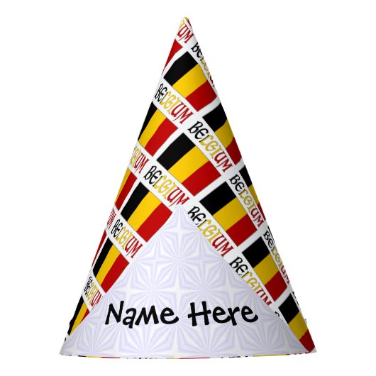 Belgium and Belgian Flag Tiled with Your Name Feesthoedjes (Voorkant)