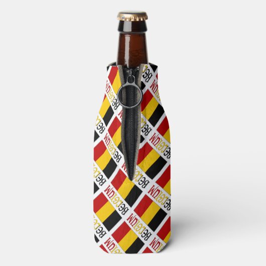 Belgium and Belgian Flag Tiled with Your Name Flesjeskoeler (Fles Achterkant)