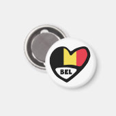 Belgium Country Code Flag Heart BEL Magneet (Voorkant / Achterkant)