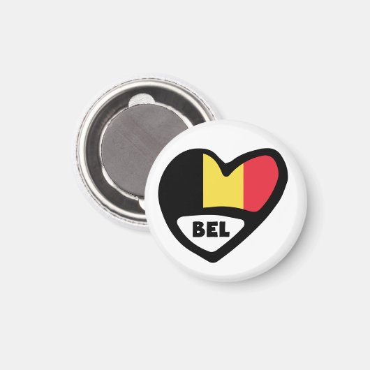 Belgium Country Code Flag Heart BEL Magneet (Voorkant / Achterkant)