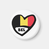 Belgium Country Code Flag Heart BEL Magneet (Voorkant)