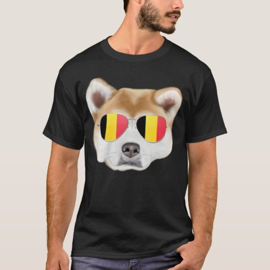 Belgium Flag Akita Dog Belgium Pocket T-shirt (Voorkant)